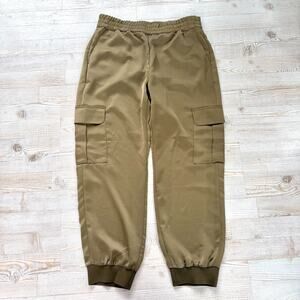 Banana Republic Satin High Rise Cargo‎ Joggers | Olive Green Size Medium
